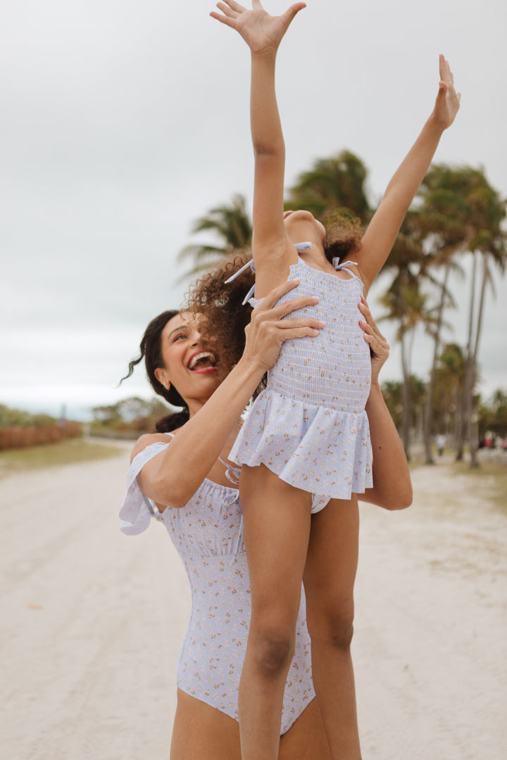 Mini Maggie One Piece in Blue Disty Floral
