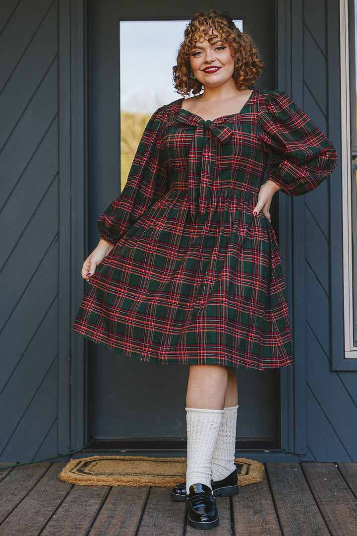 Margo Short Dress in Green Plaid - FINAL SALE