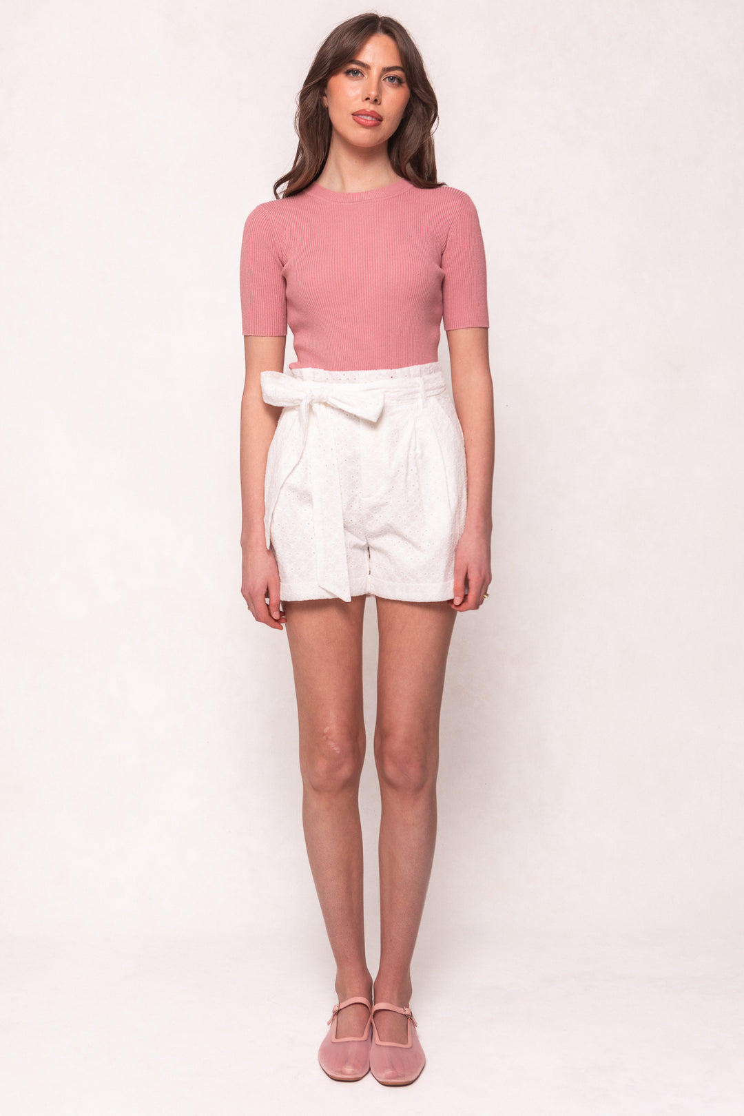 Maria Shorts in White Eyelet