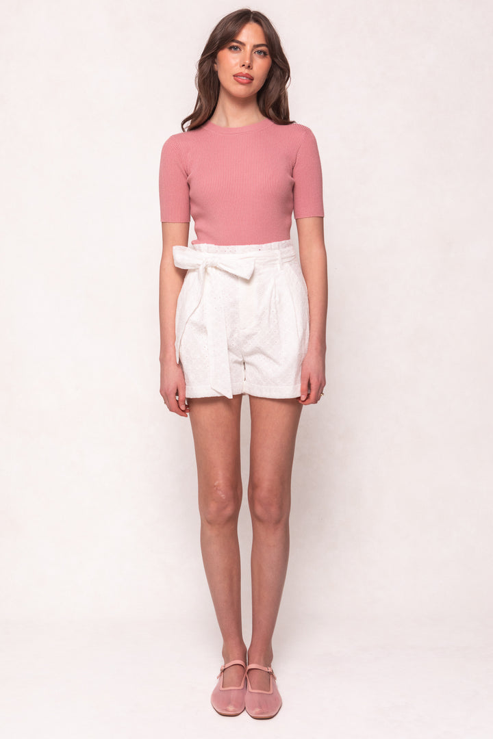 Maria Shorts in White Eyelet