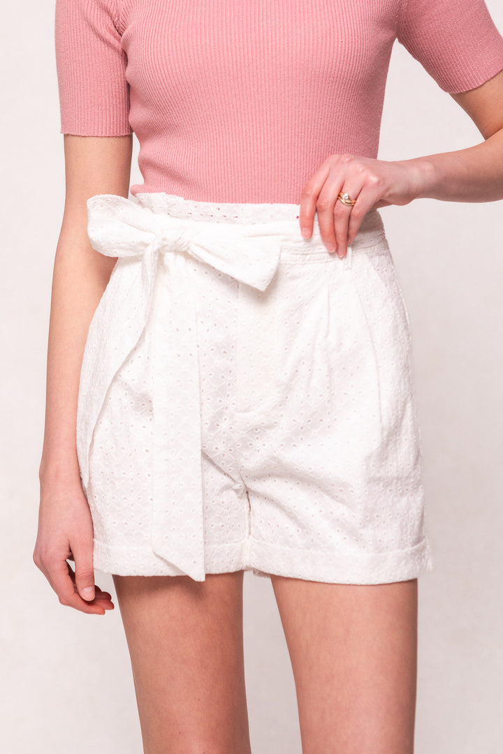 Maria Shorts in White Eyelet