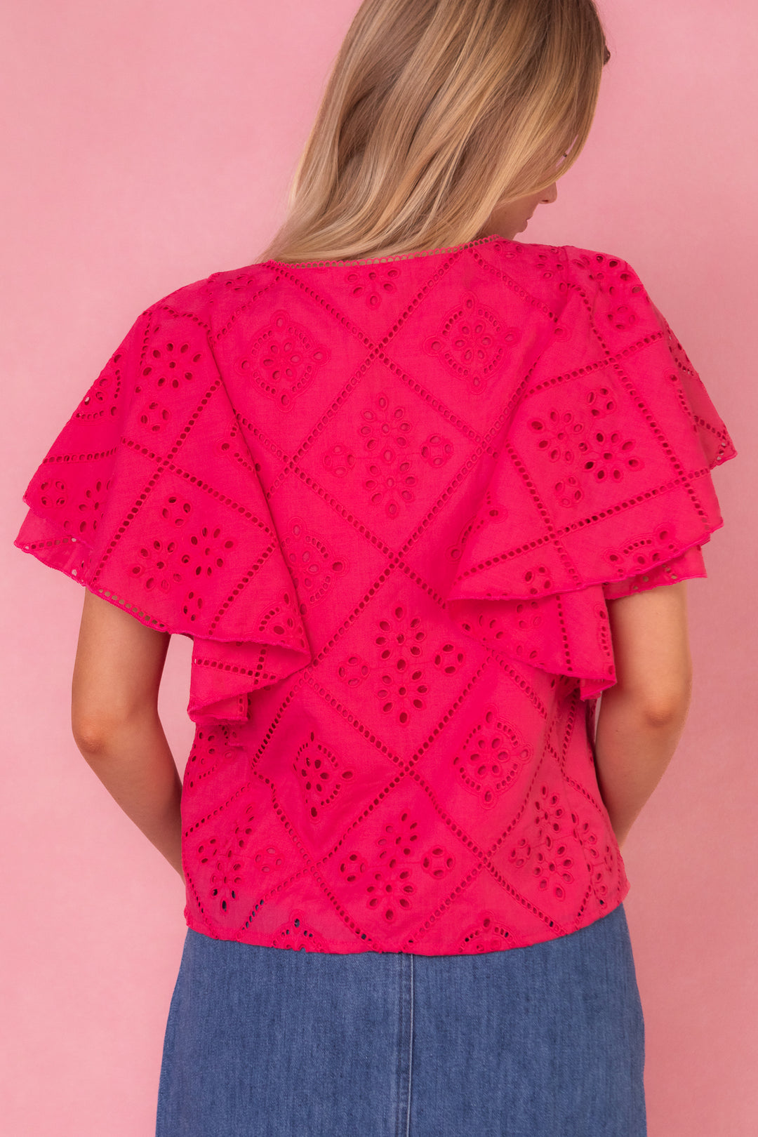 Marlowe Top in Pink Eyelet - FINAL SALE