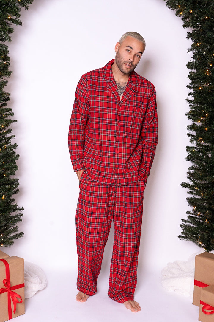 Mens Benjamin Pajama Set in Holiday Plaid - FINAL SALE