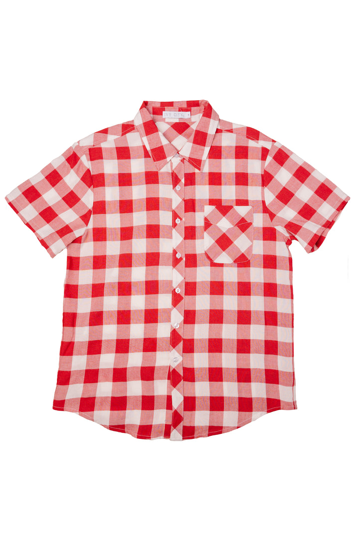 Mens James Shirt in Red Gingham - FINAL SALE