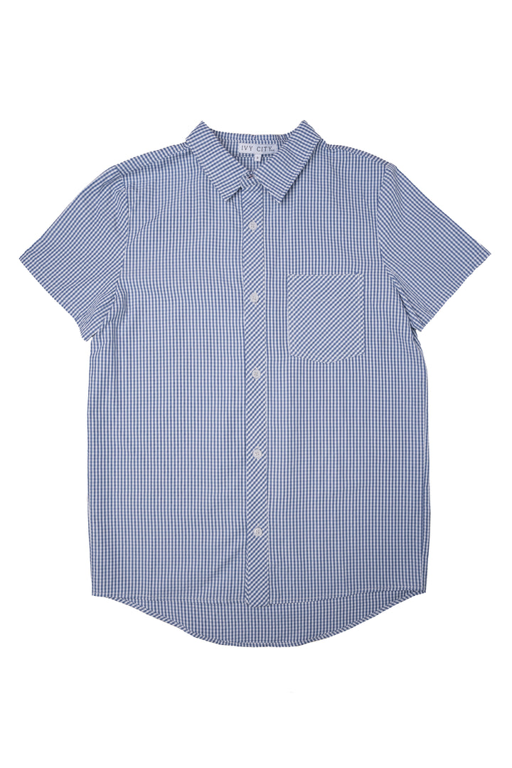 Mens James Shirt in Blue Gingham - FINAL SALE