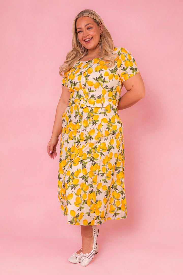 Meredith Dress in Lemons - FINAL SALE