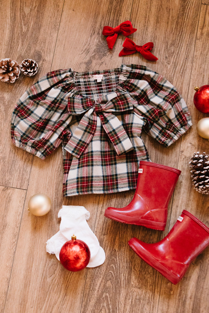 Mini Merry Top in Holiday Plaid - FINAL SALE