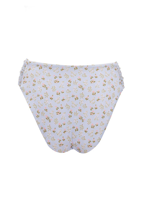 Mid Rise Ruched Bottom in Blue Ditsy Floral