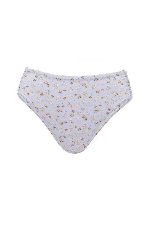 Mid Rise Ruched Bottom in Blue Ditsy Floral