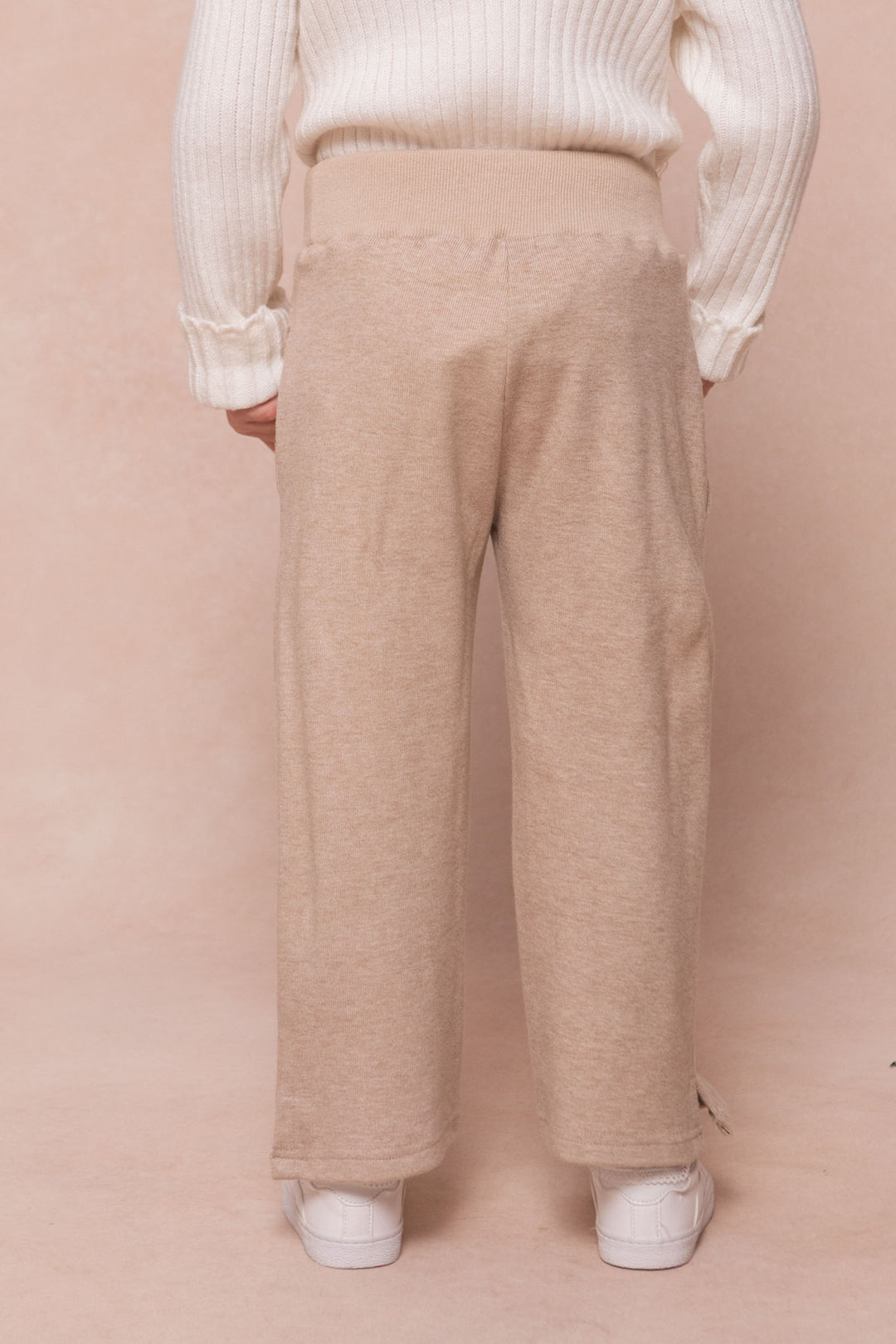 Mini Ivy Wide Leg Embroidered Sweatpants in Oatmeal