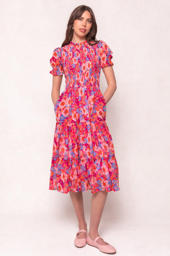 Cordelia Dress in Pink Floral