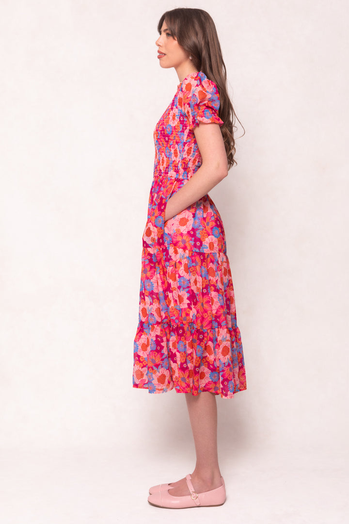 Cordelia Dress in Pink Floral