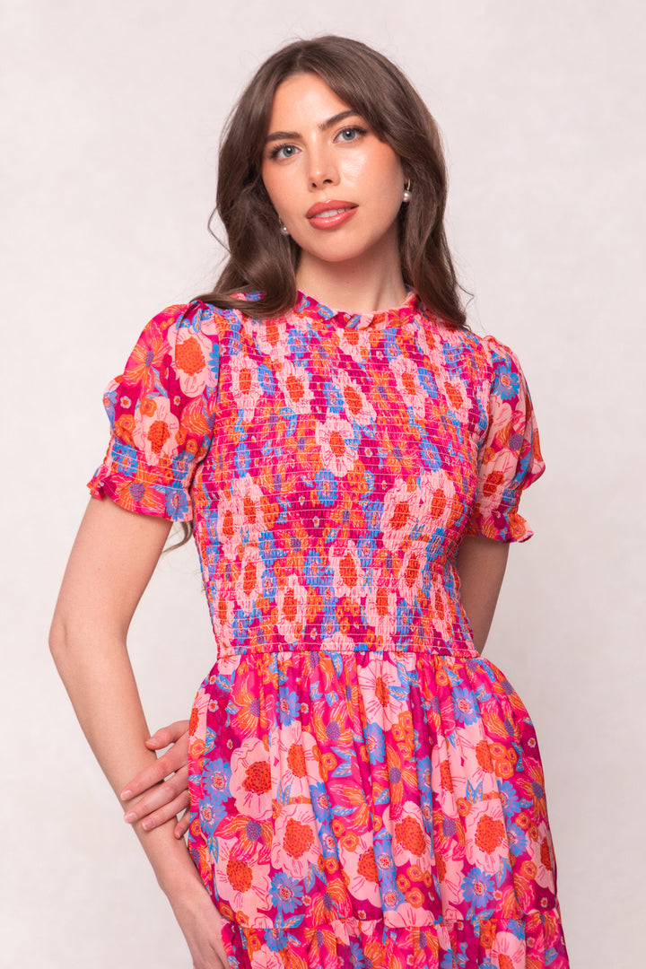Cordelia Dress in Pink Floral
