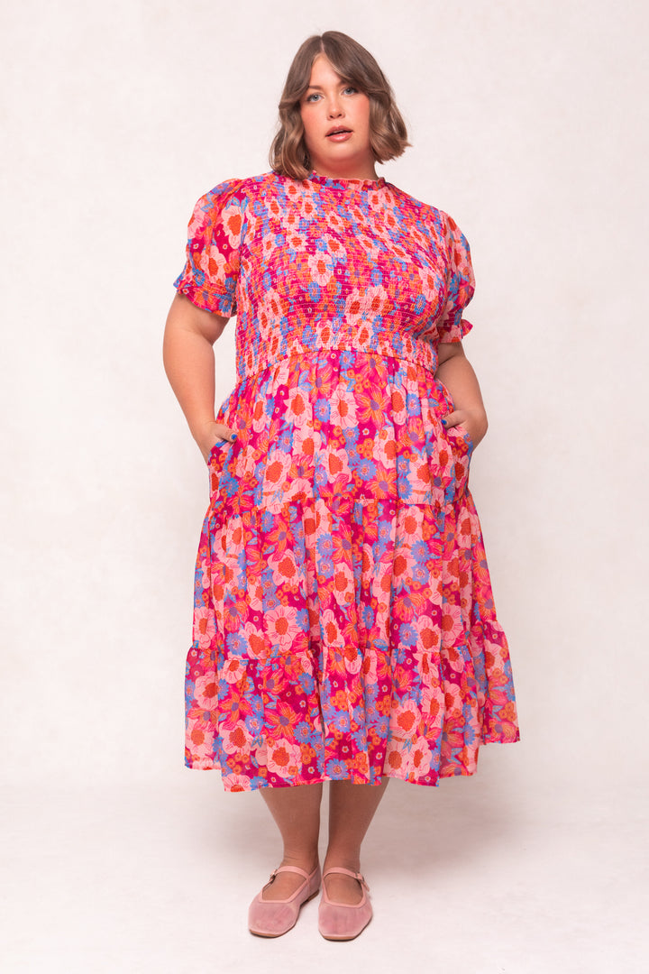 Cordelia Dress in Pink Floral
