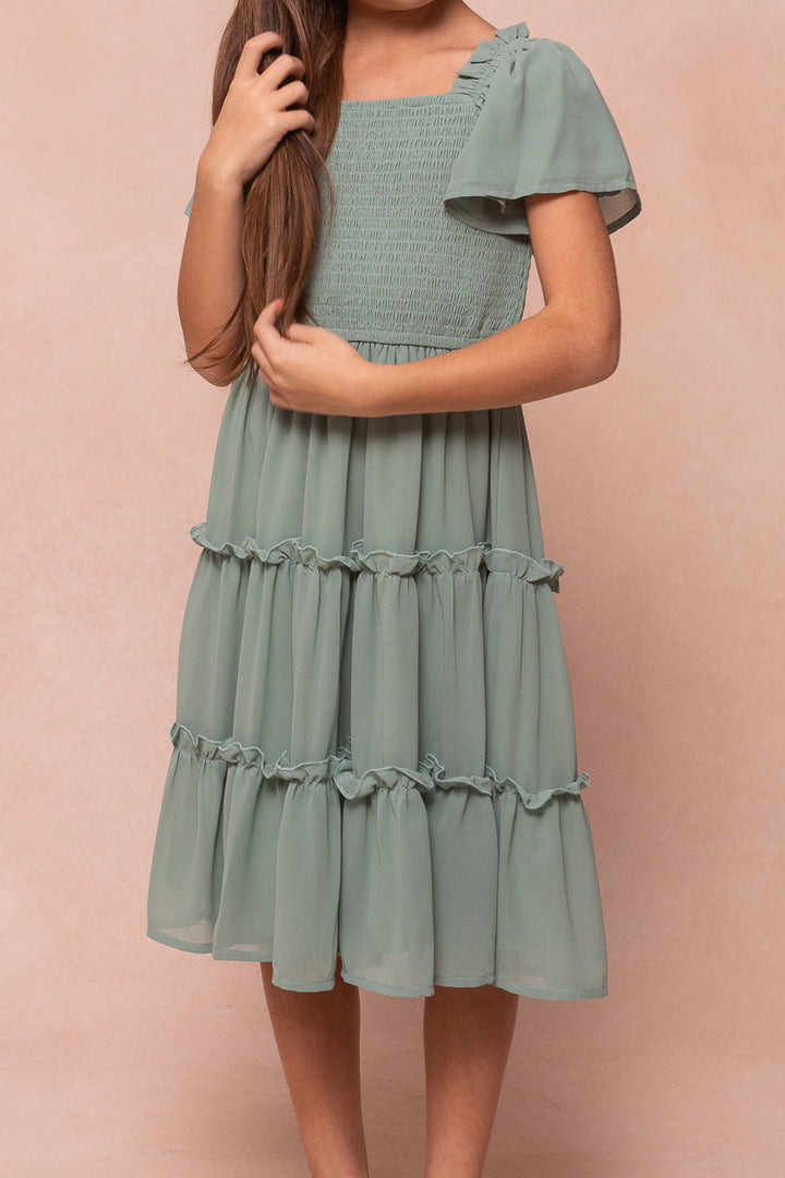 Mini Ellie Dress in Sage Chiffon