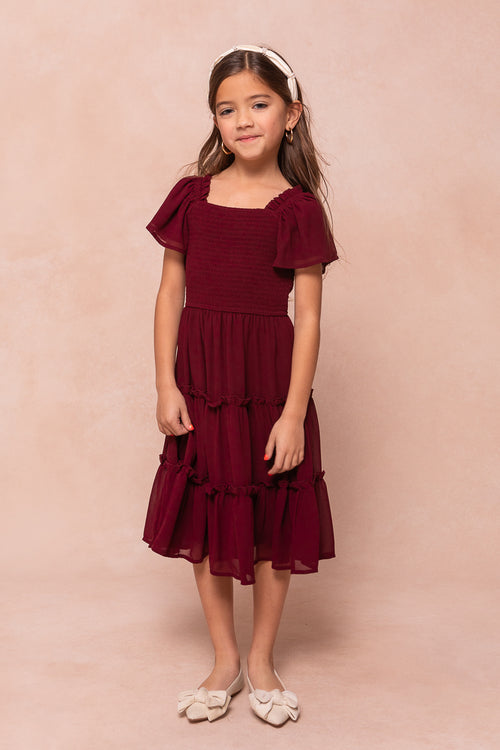 Mini Ellie Dress in Wine Chiffon