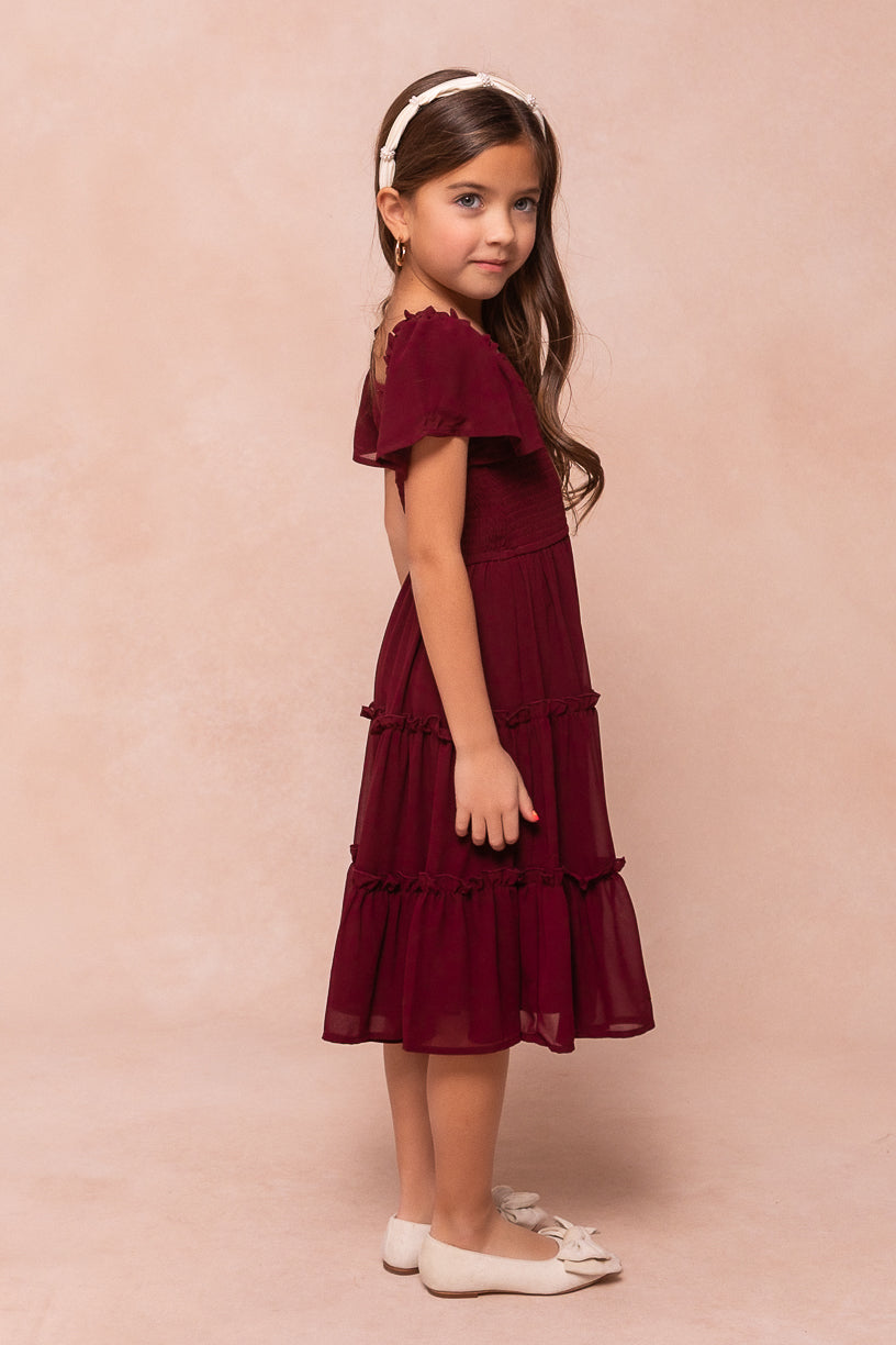 Mini Ellie Dress in Wine Chiffon