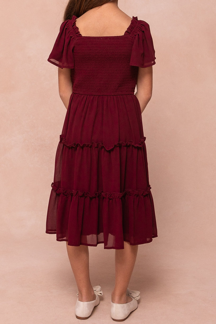 Mini Ellie Dress in Wine Chiffon