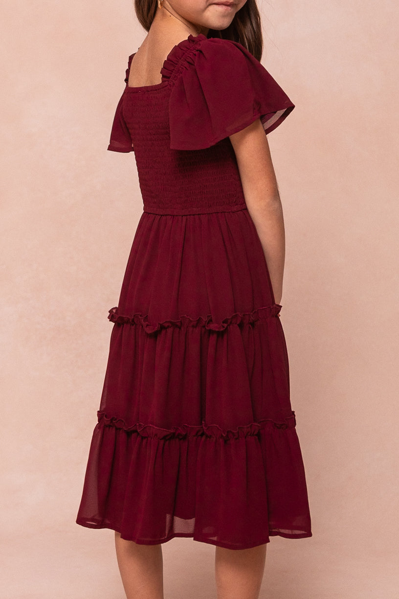 Mini Ellie Dress in Wine Chiffon