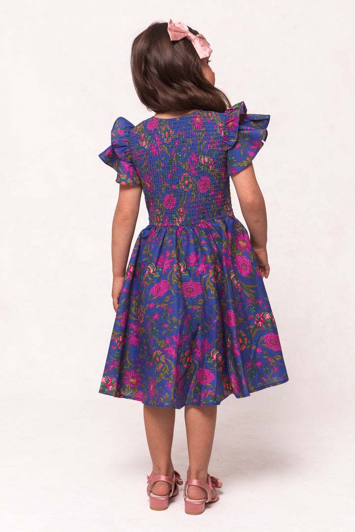 Mini Hattie Dress in Blue Multicolor Floral