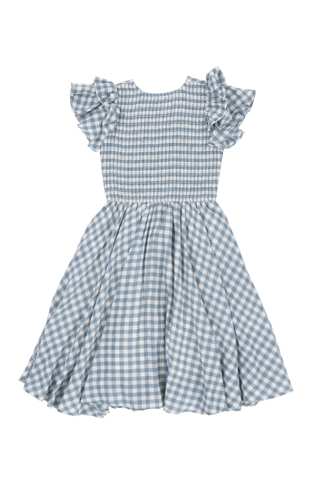 Mini Hattie Dress in Dusty Teal Gingham
