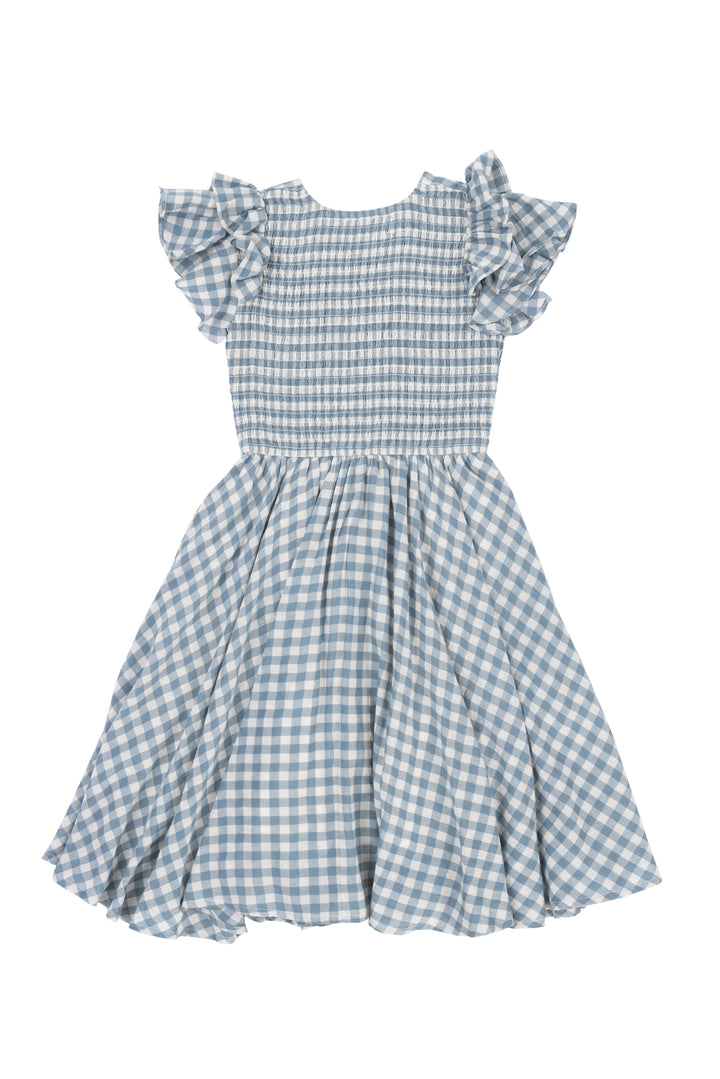 Mini Hattie Dress in Dusty Teal Gingham