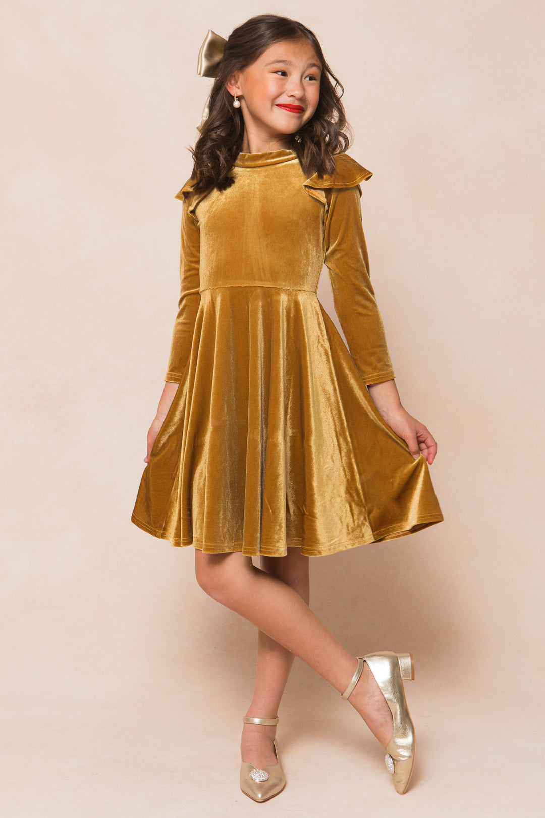 Mini La La Lady Dress in Romance Me Gold - FINAL SALE