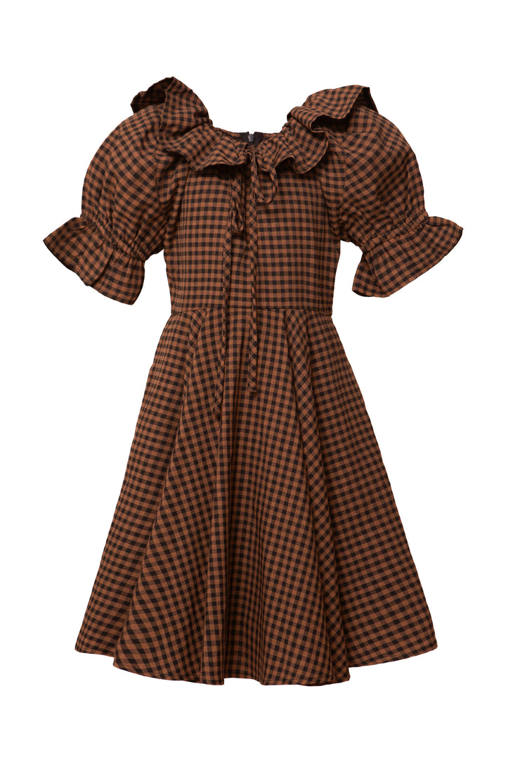 Mini Maple Dress in Brown Gingham - FINAL SALE