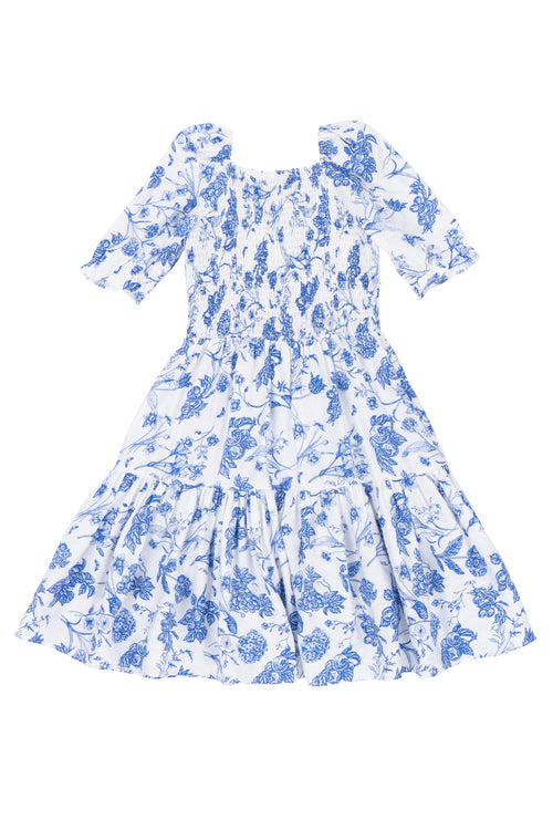 Mini Madeline Dress in Indigo Floral
