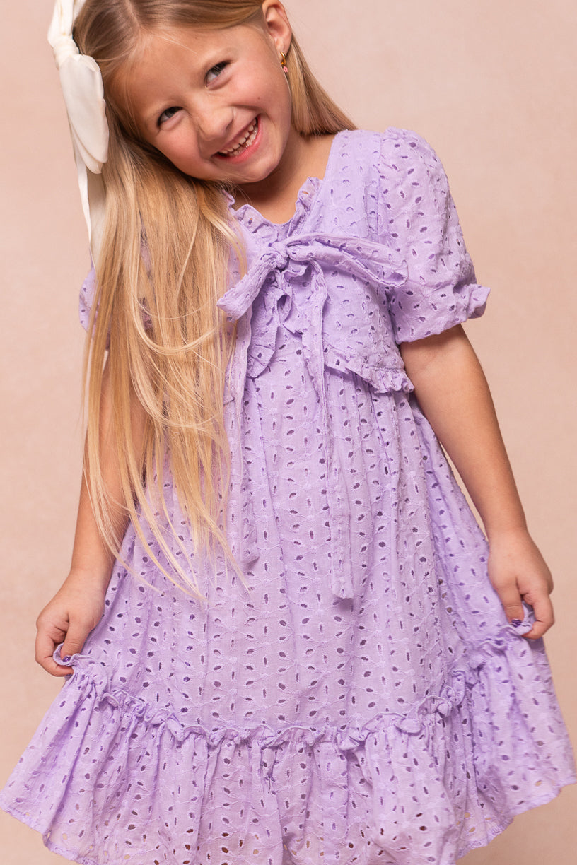 Mini Picnic Dress in Lavender Eyelet