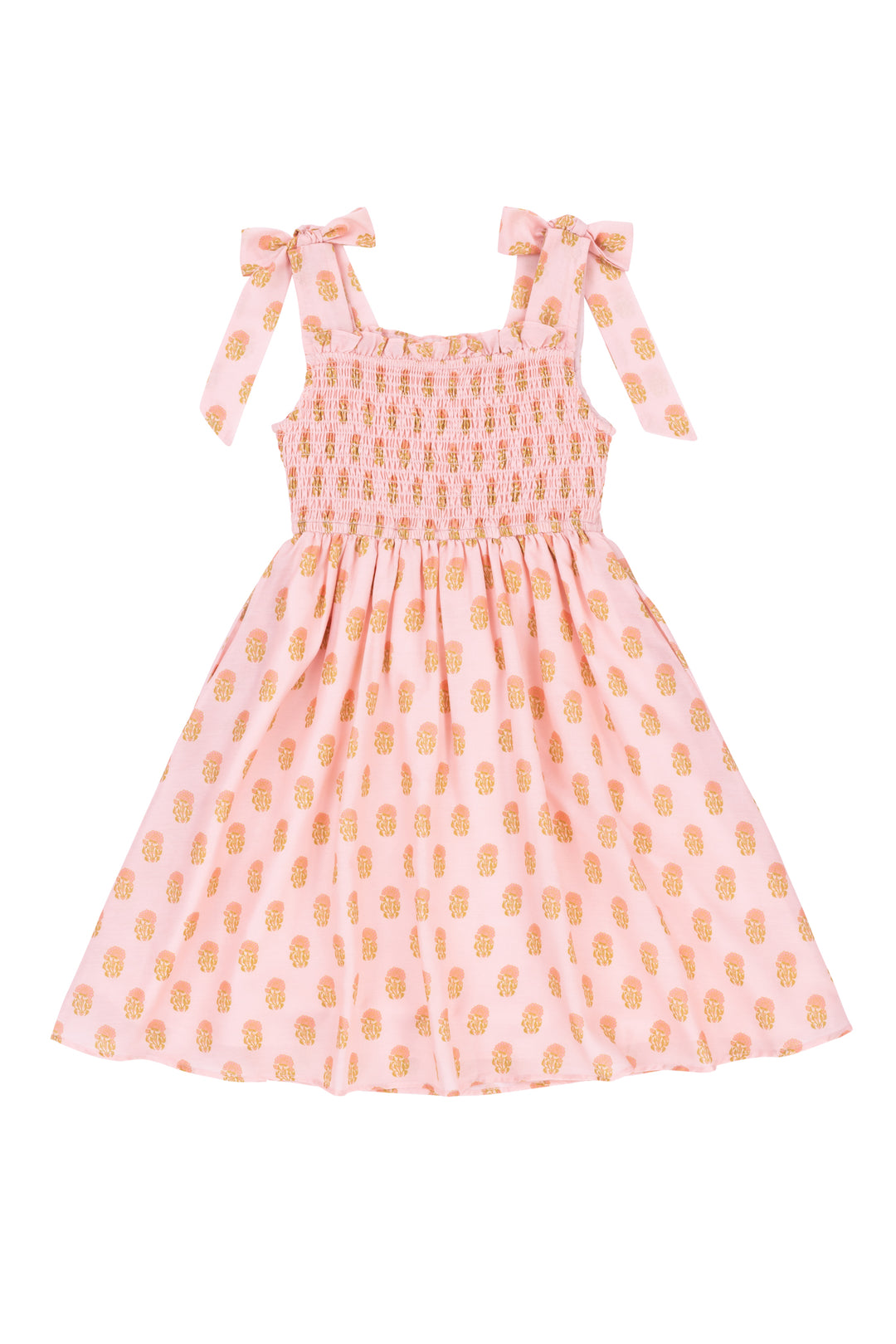 Mini Rayna Dress in Pink Block Print