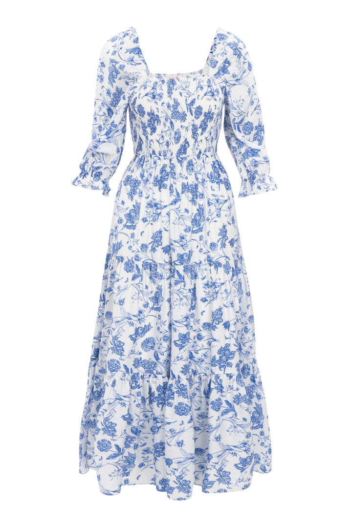 Madeline Maxi Dress in Indigo Floral