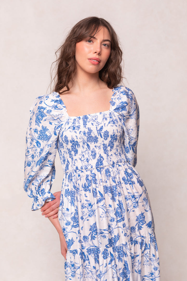Madeline Maxi Dress in Indigo Floral