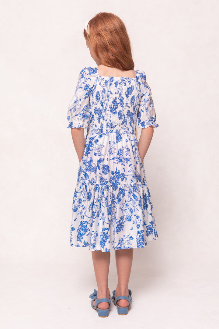 Mini Madeline Dress in Indigo Floral