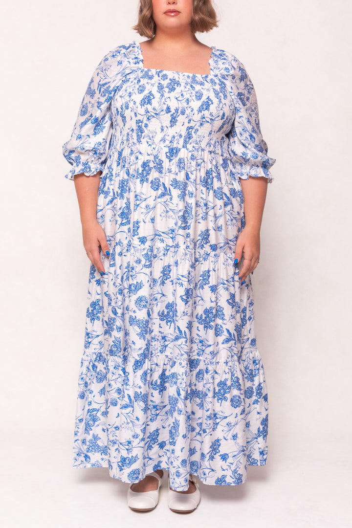 Madeline Maxi Dress in Indigo Floral