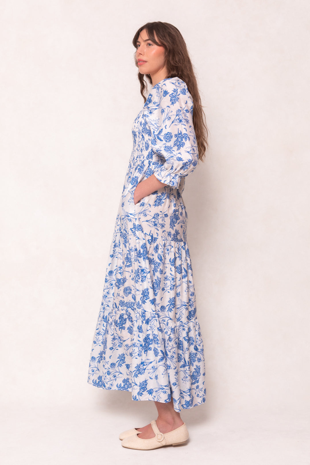 Madeline Maxi Dress in Indigo Floral