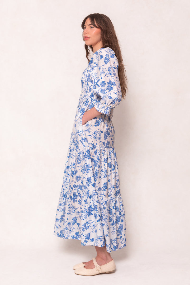 Madeline Maxi Dress in Indigo Floral