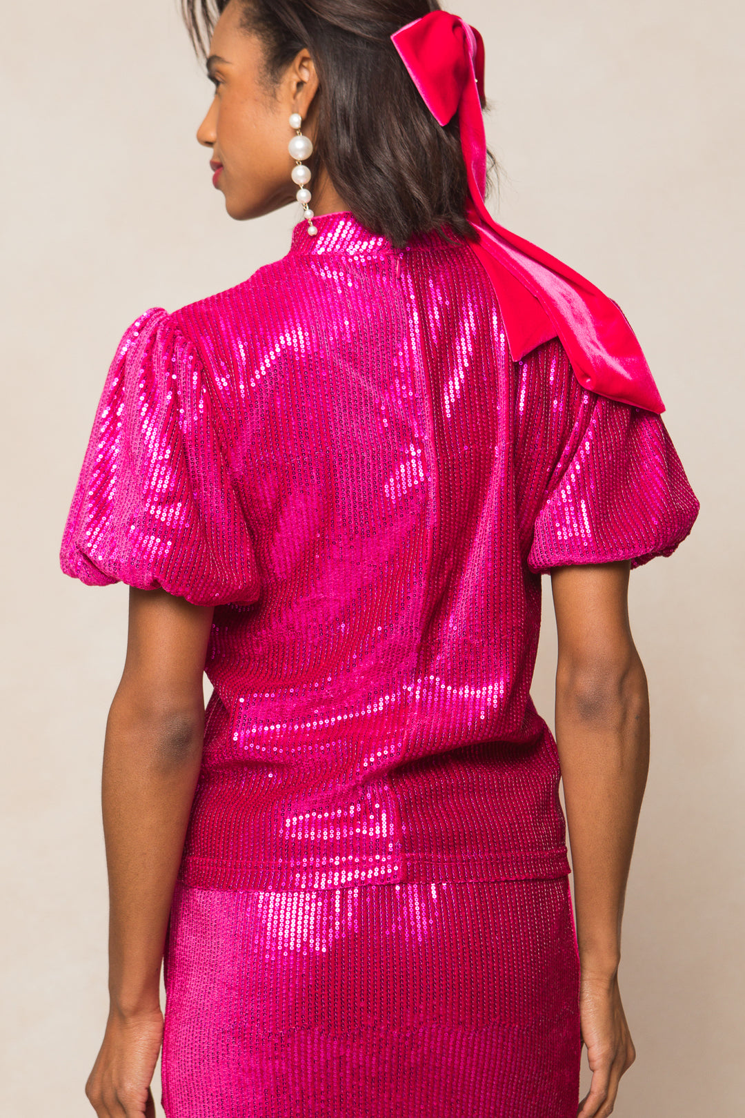 Monique Top in Pink Sequin - FINAL SALE