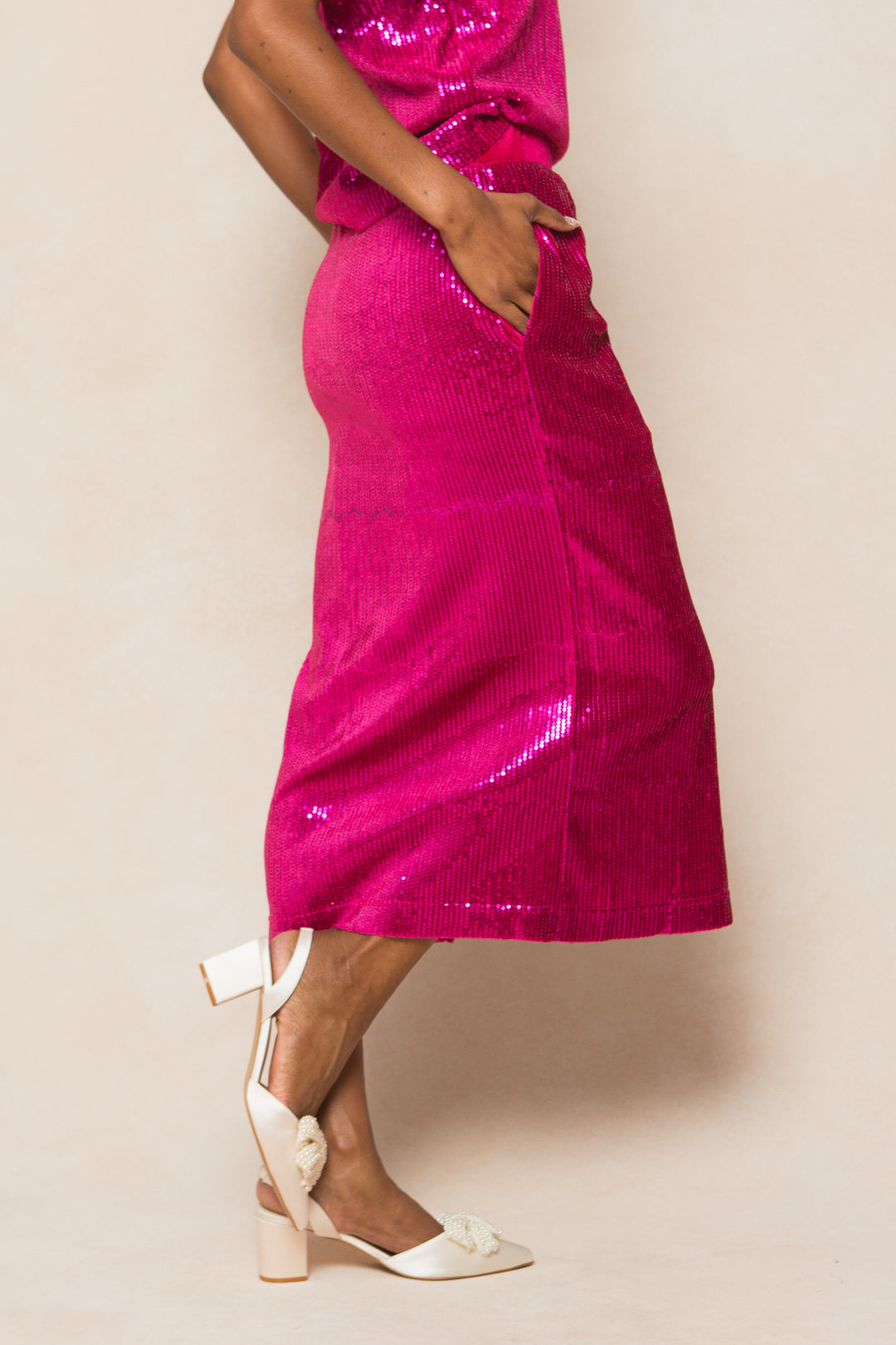 Monique Skirt in Pink Sequin - FINAL SALE