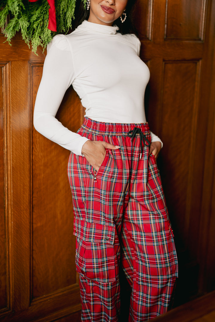 Nicole Cargo Pants in Holiday Plaid - FINAL SALE