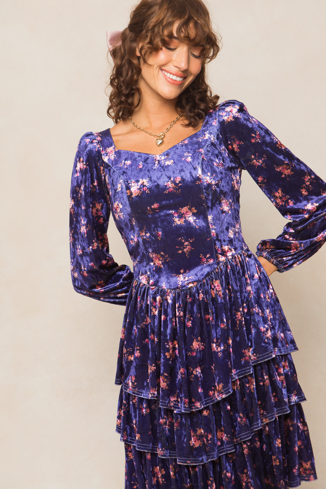 Nikki Dress in Velvet Floral - FINAL SALE