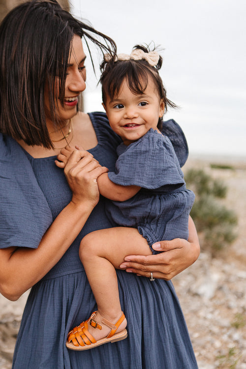 Baby Lennon Romper in Dusty Blue - FINAL SALE