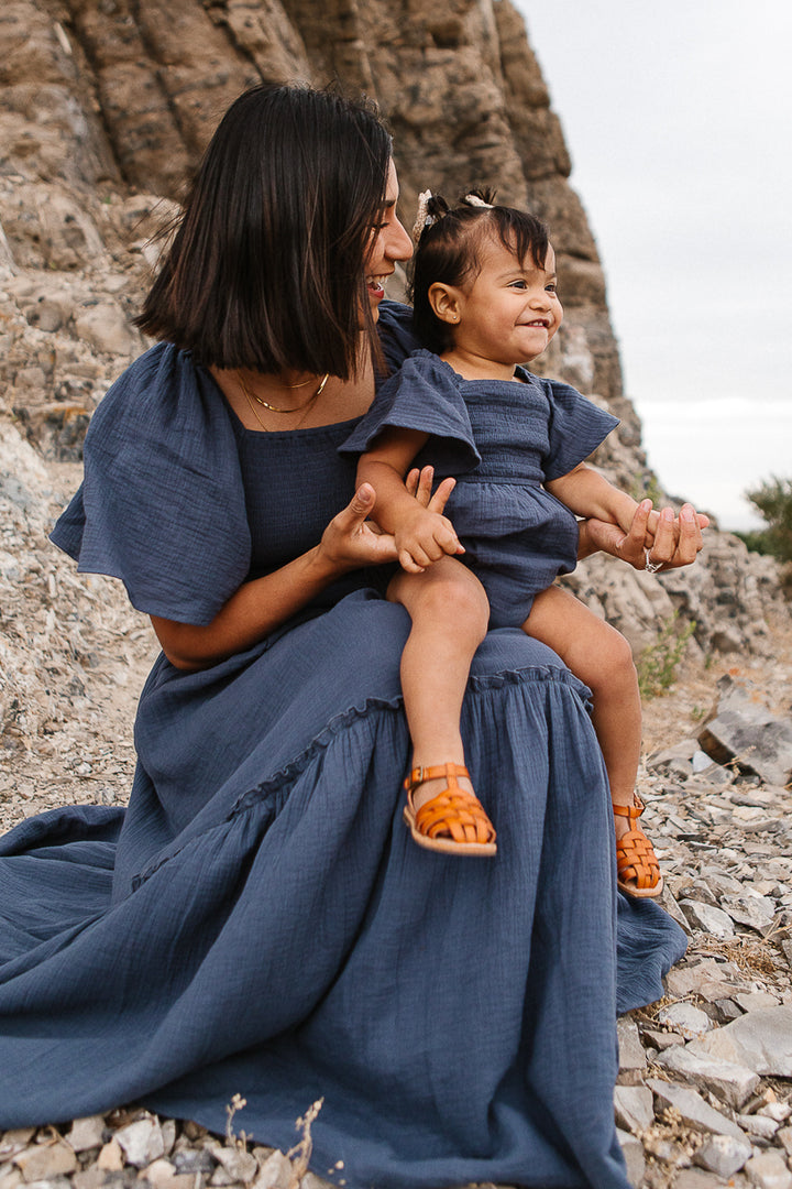 Baby Lennon Romper in Dusty Blue - FINAL SALE