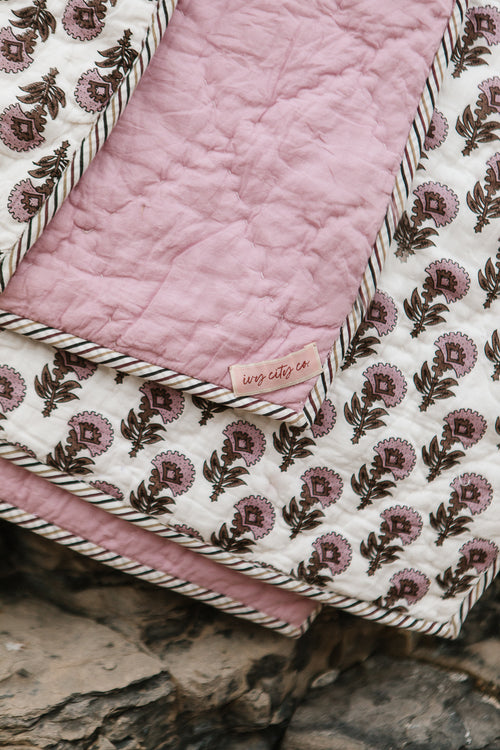 Reversible Blanket in Marjorie Block Print - FINAL SALE