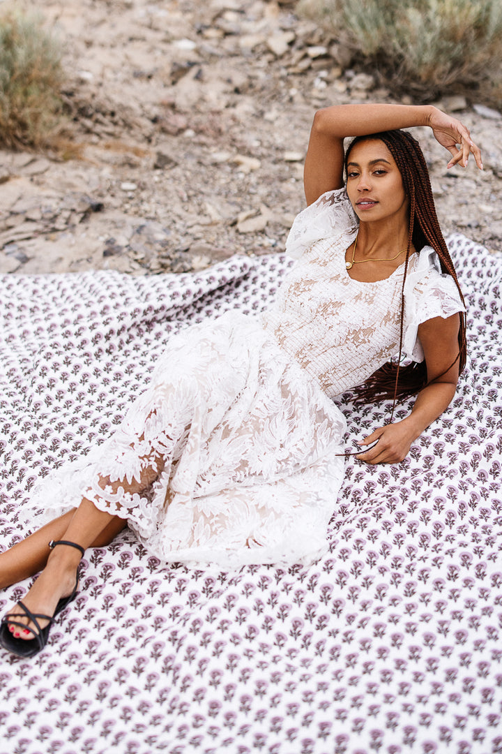 Hattie Dress in White Lace