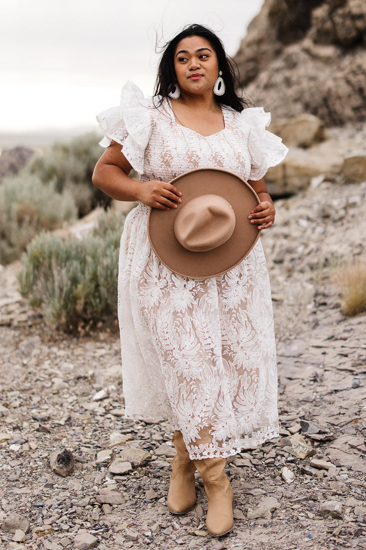 Hattie Dress in White Lace