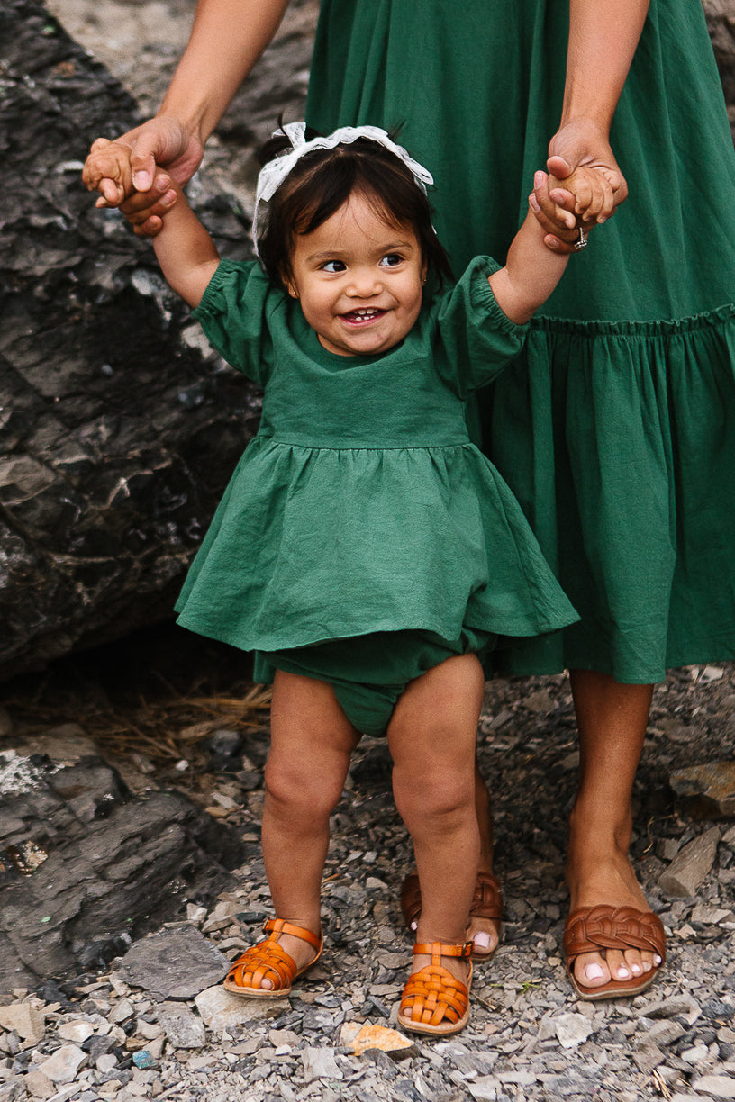 Baby Dahlia Dress Set in Green - FINAL SALE