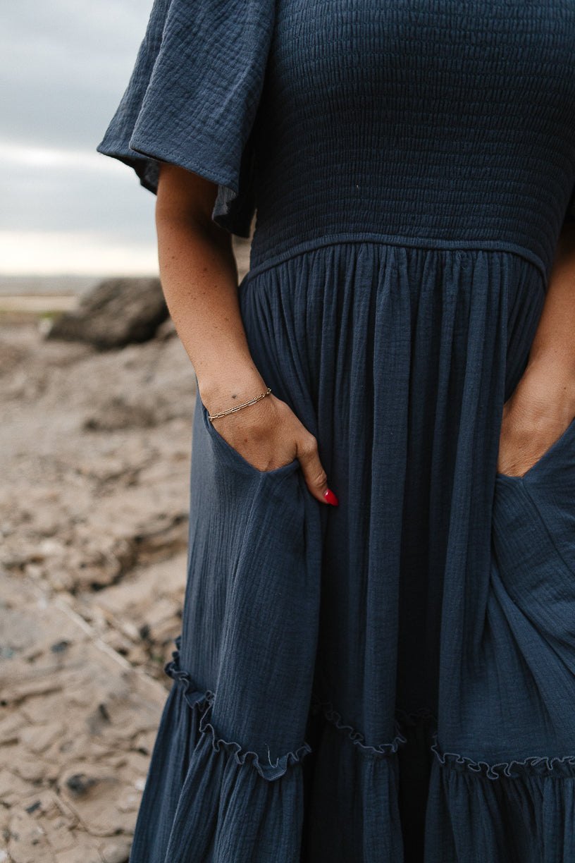 Lennon Maxi Dress in Dusty Blue - FINAL SALE