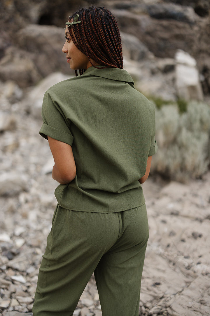 Newport Blouse in Olive - FINAL SALE