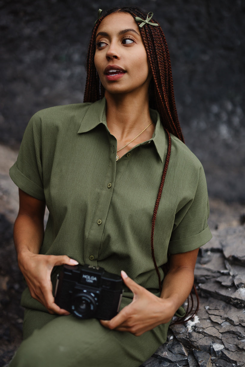 Newport Blouse in Olive - FINAL SALE